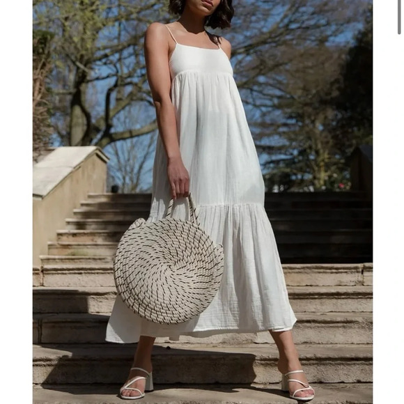 RARE Zara Basic Cotton Woven Stripe Bag - Picture 5 of 6